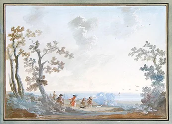 Huntsmen in a Landscape: A Set of Pendants, 1784 (pár viz 309376)